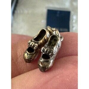 Vintage Sterling Silver Mary Jane Bow On Shoes Charm Pendant